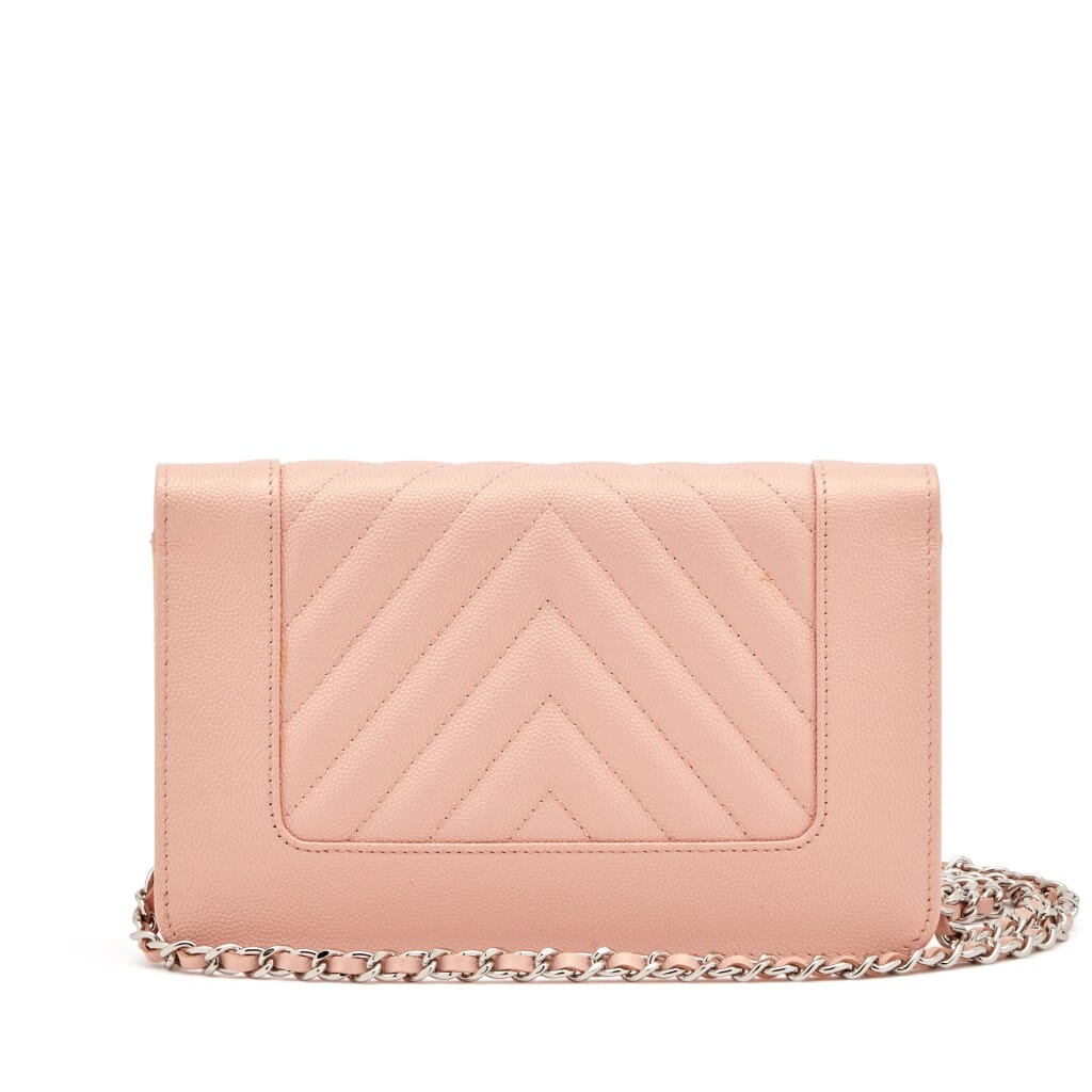 Pink Chevron 19 Wallet on Chain Silver Hardware, 2019
