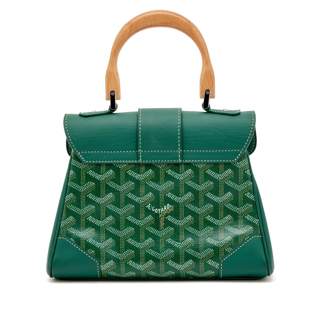 Green and White Goyardine Canvas and Chevroches Calfskin Saïgon Souple Mini Bag, 2016