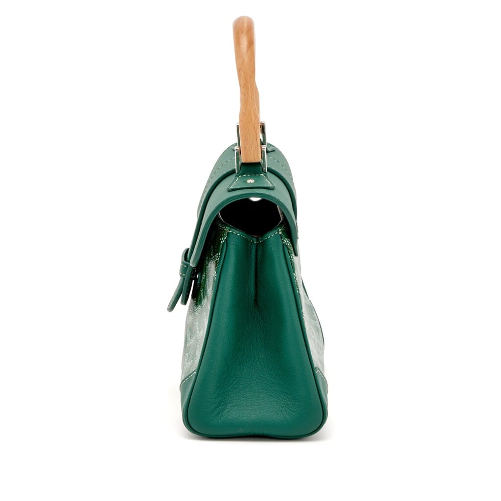 Green and White Goyardine Canvas and Chevroches Calfskin Saïgon Souple Mini Bag, 2016