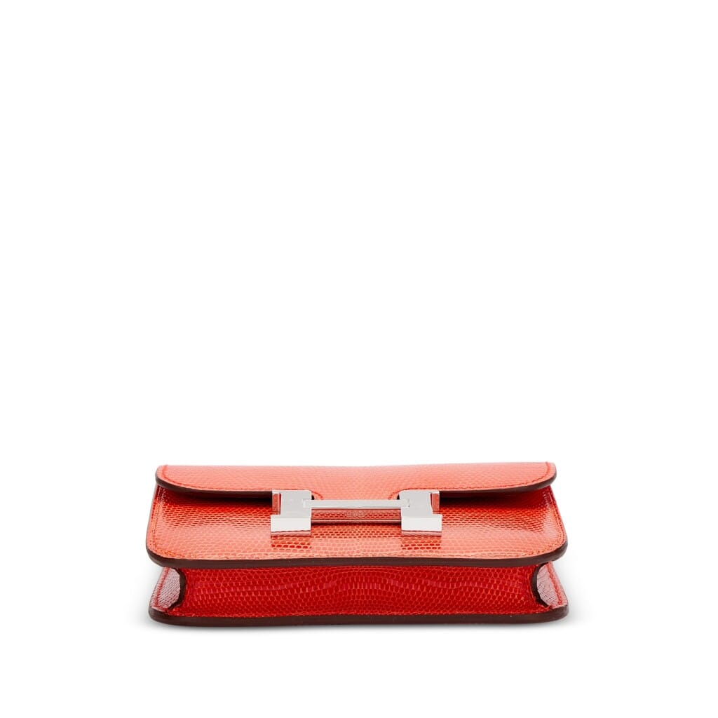 Orange Poppy Shiny Niloticus Lizard Constance Slim Palladium Hardware, 2023