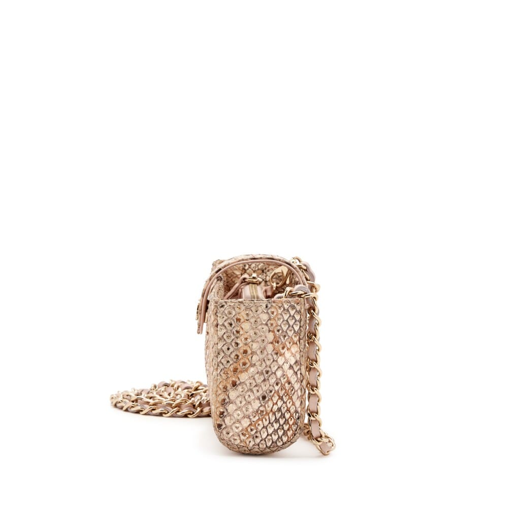 Pink Python Mini Phone Holder Clutch Gold Hardware, 2015-2016