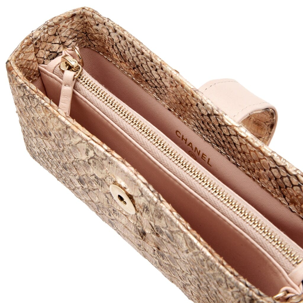 Pink Python Mini Phone Holder Clutch Gold Hardware, 2015-2016