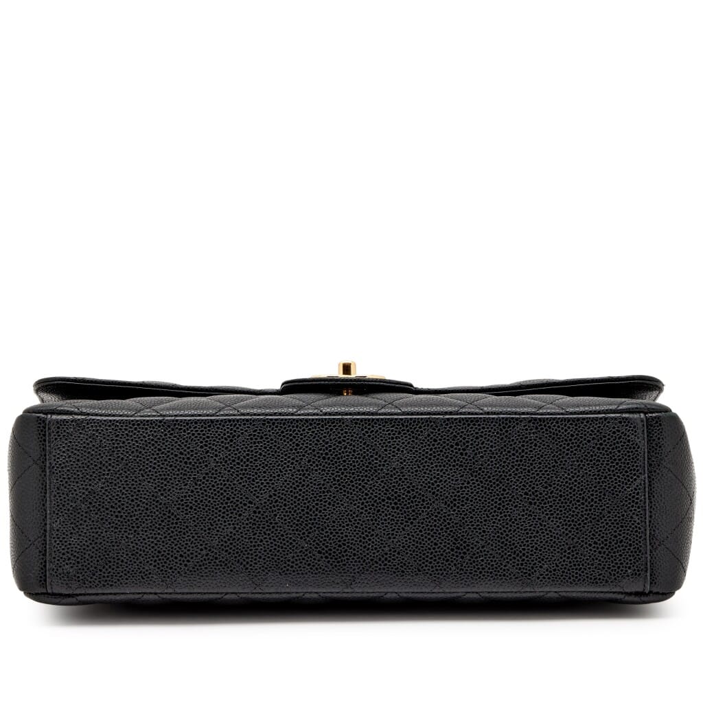 Black Quilted Caviar Maxi Double Flap Bag Gold Hardware, 2012