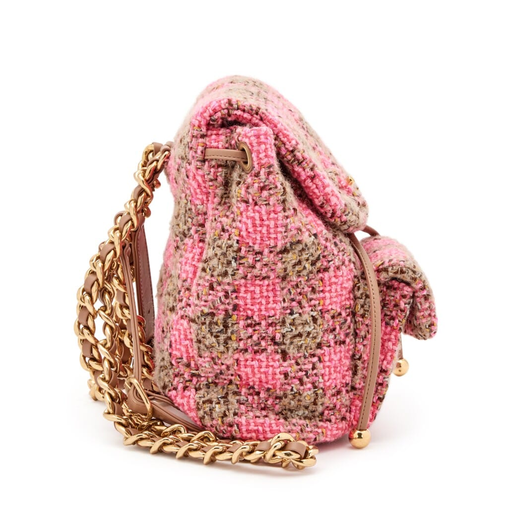 Pink and Beige Wool Tweed Duma Backpack Gold Hardware, 2022