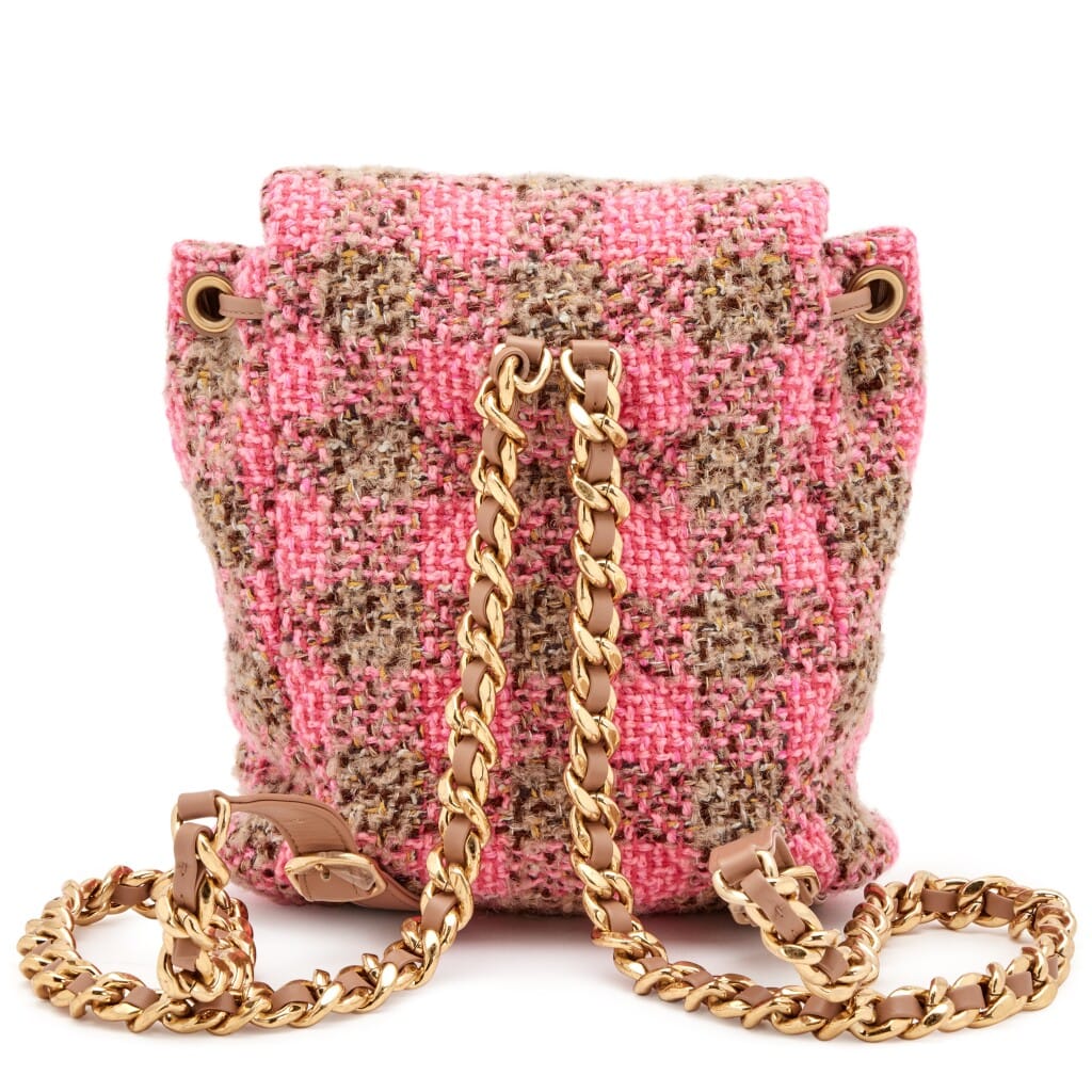 Pink and Beige Wool Tweed Duma Backpack Gold Hardware, 2022