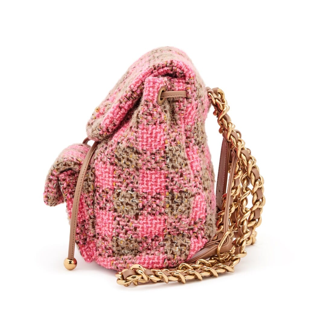 Pink and Beige Wool Tweed Duma Backpack Gold Hardware, 2022