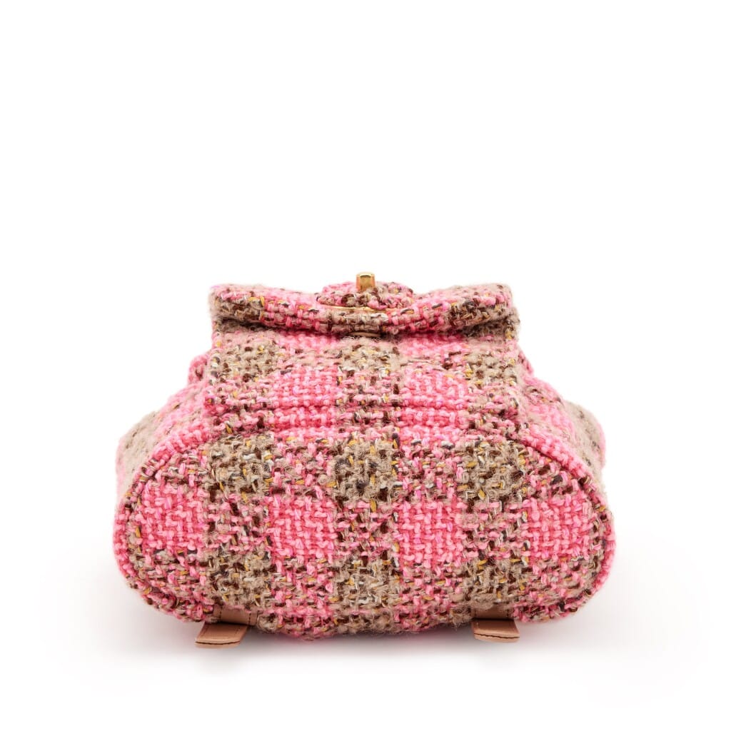 Pink and Beige Wool Tweed Duma Backpack Gold Hardware, 2022