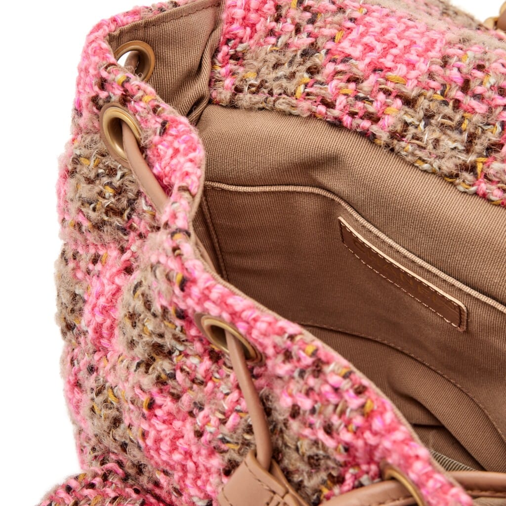 Pink and Beige Wool Tweed Duma Backpack Gold Hardware, 2022