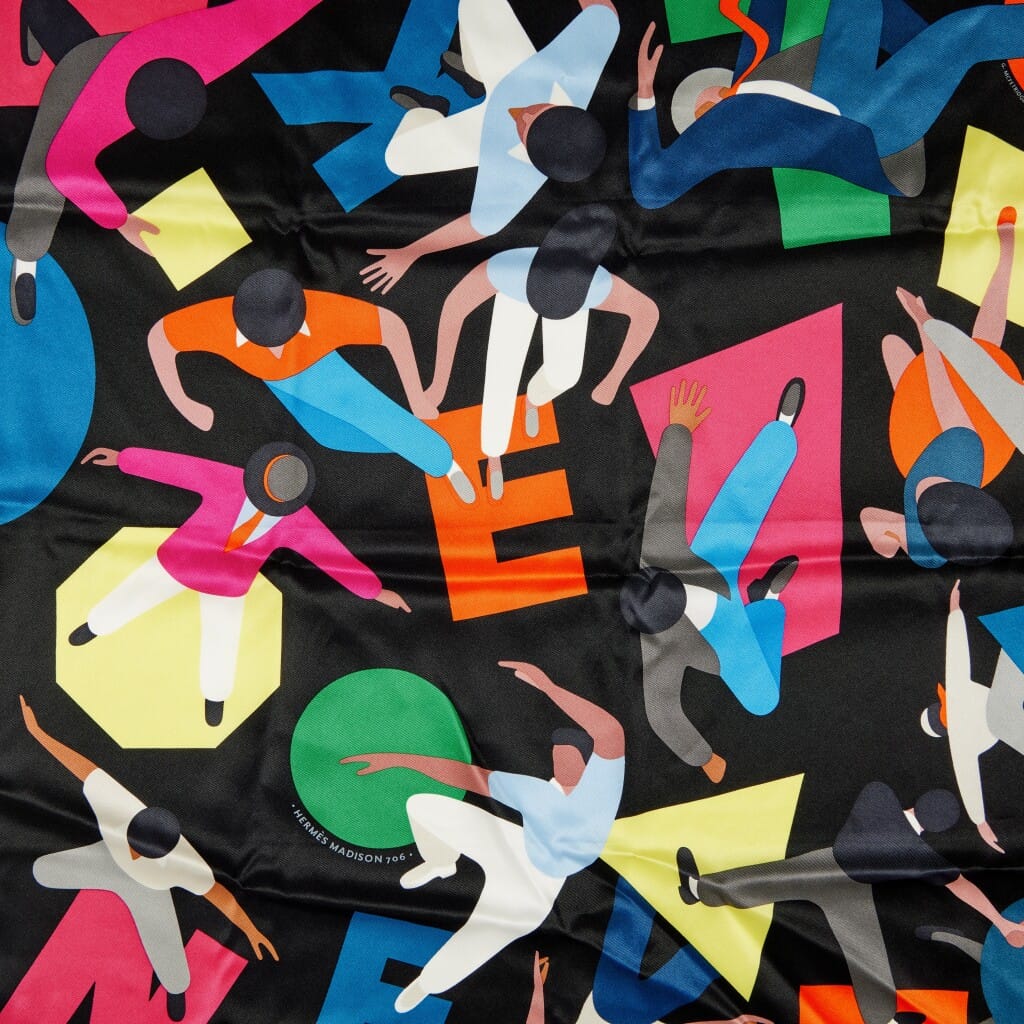 Limited Edition Black, Rose and Bleu Hommage A Gene Kelly Silk Scarf 70