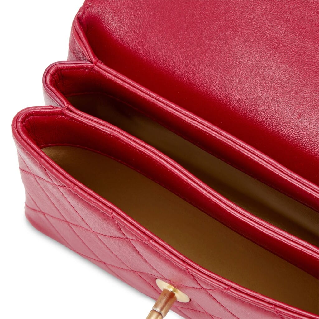 Red Lambskin Trendy CC Spirit Top Handle Gold Hardware, 2020