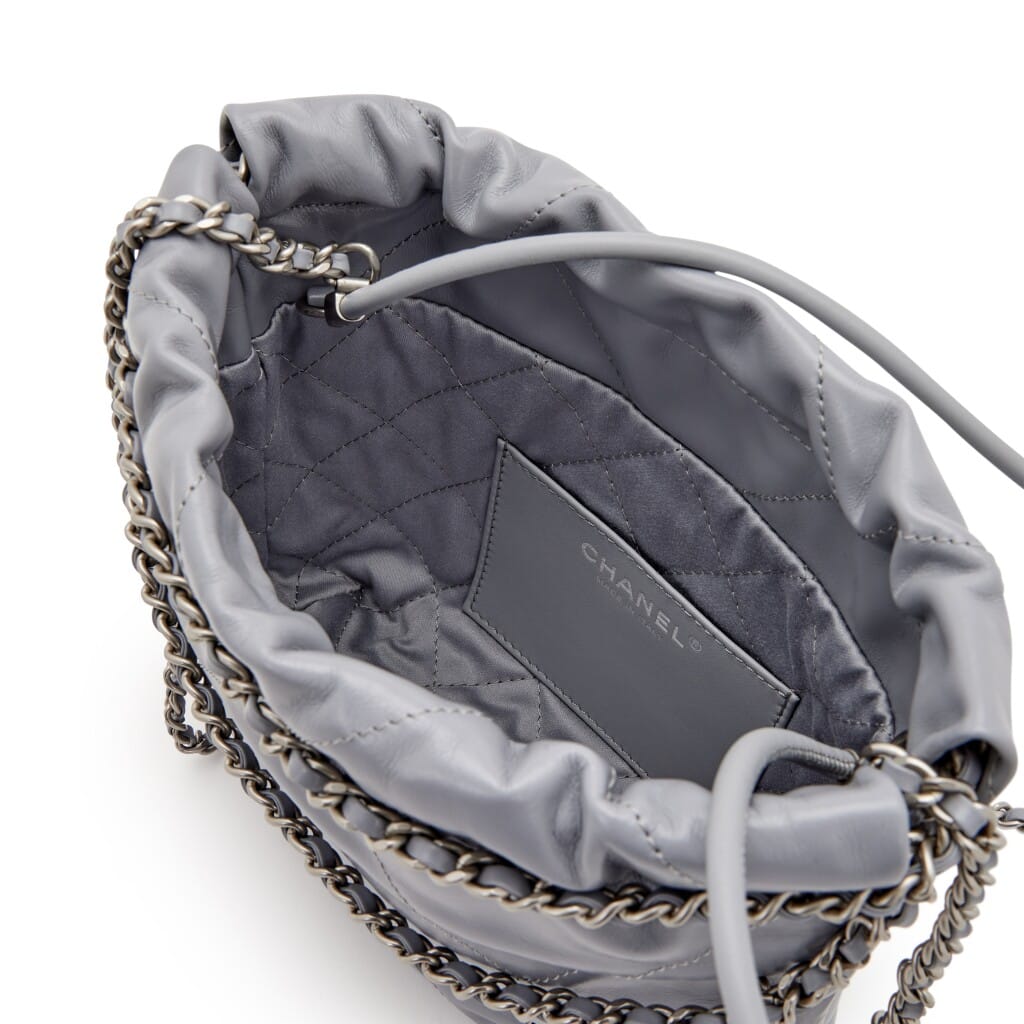 Grey Quilted Calfskin Mini 22 Silver Hardware, 2023