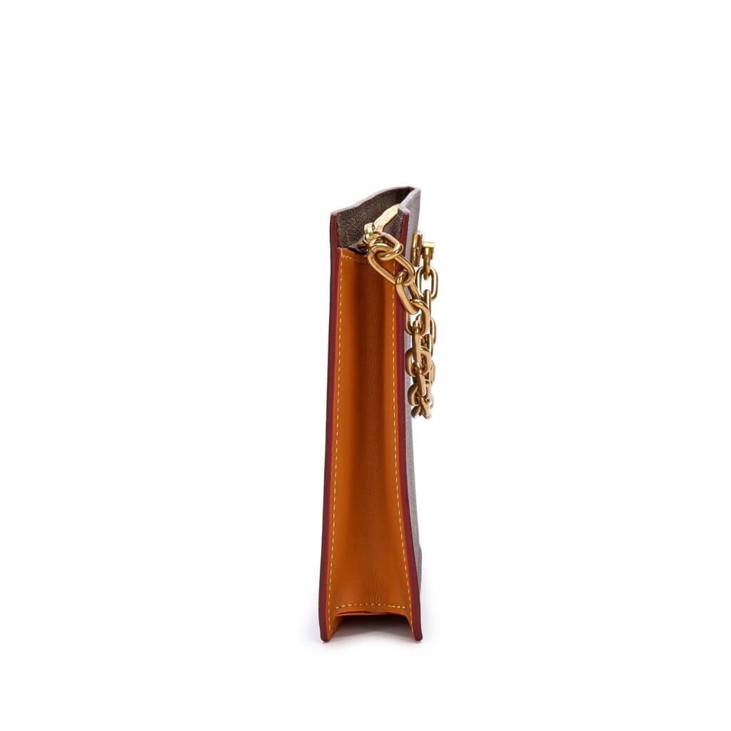 Virgil Abloh Brown Monogram Coated Canvas Chain Clutch Gold Hardware, 2019
