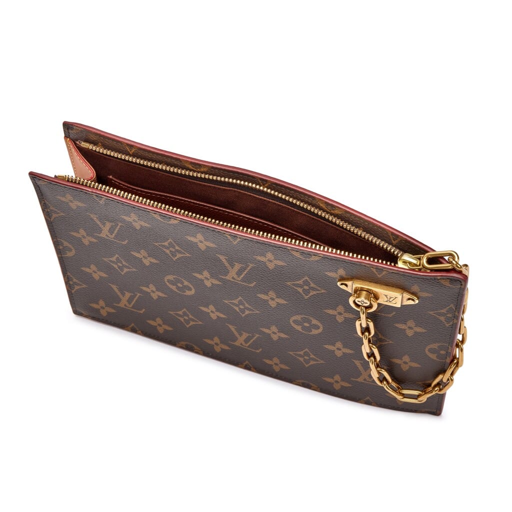 Virgil Abloh Brown Monogram Coated Canvas Chain Clutch Gold Hardware, 2019