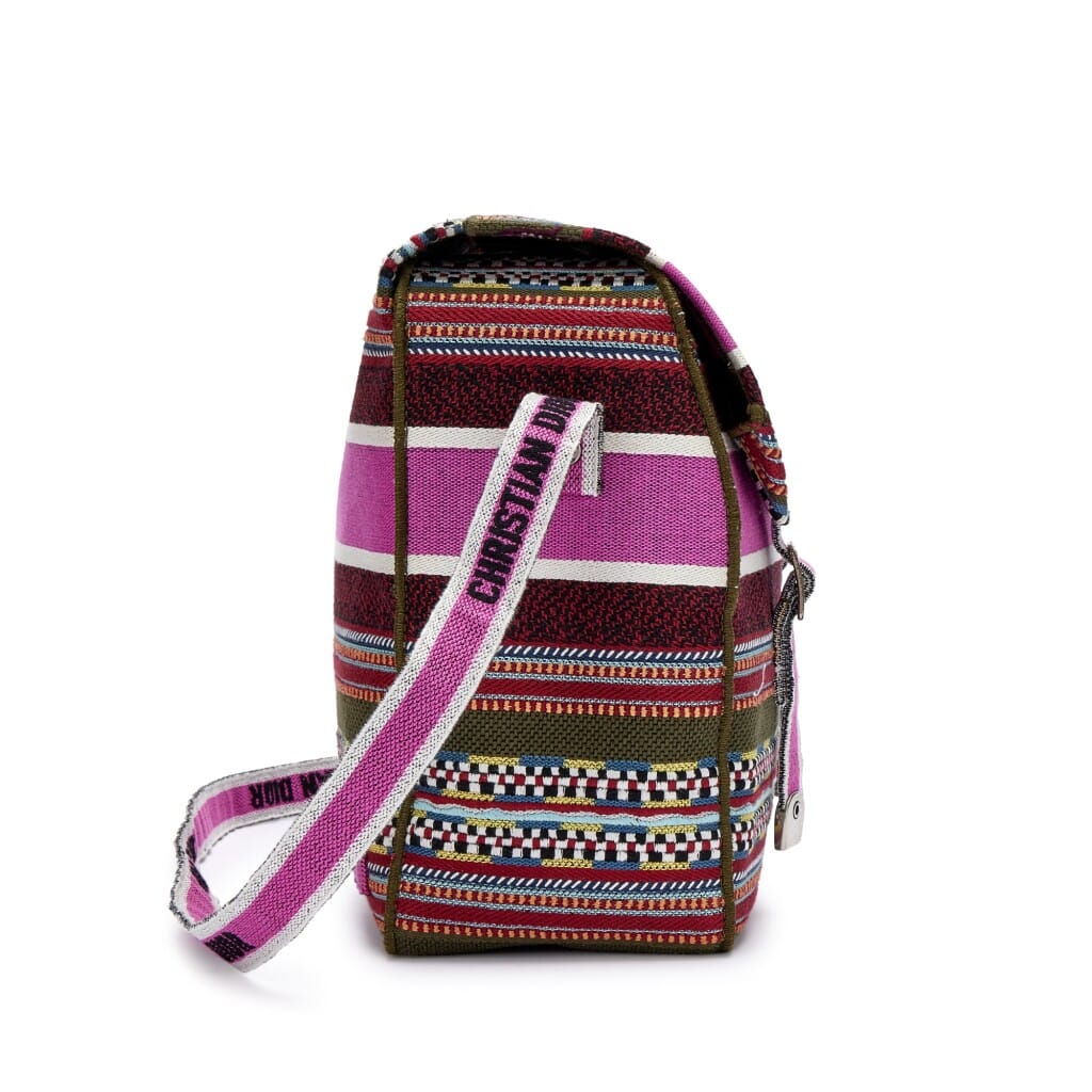 Purple, Green and White Embroidered Canvas Diorcamp Bag Silver Hardware, 2019