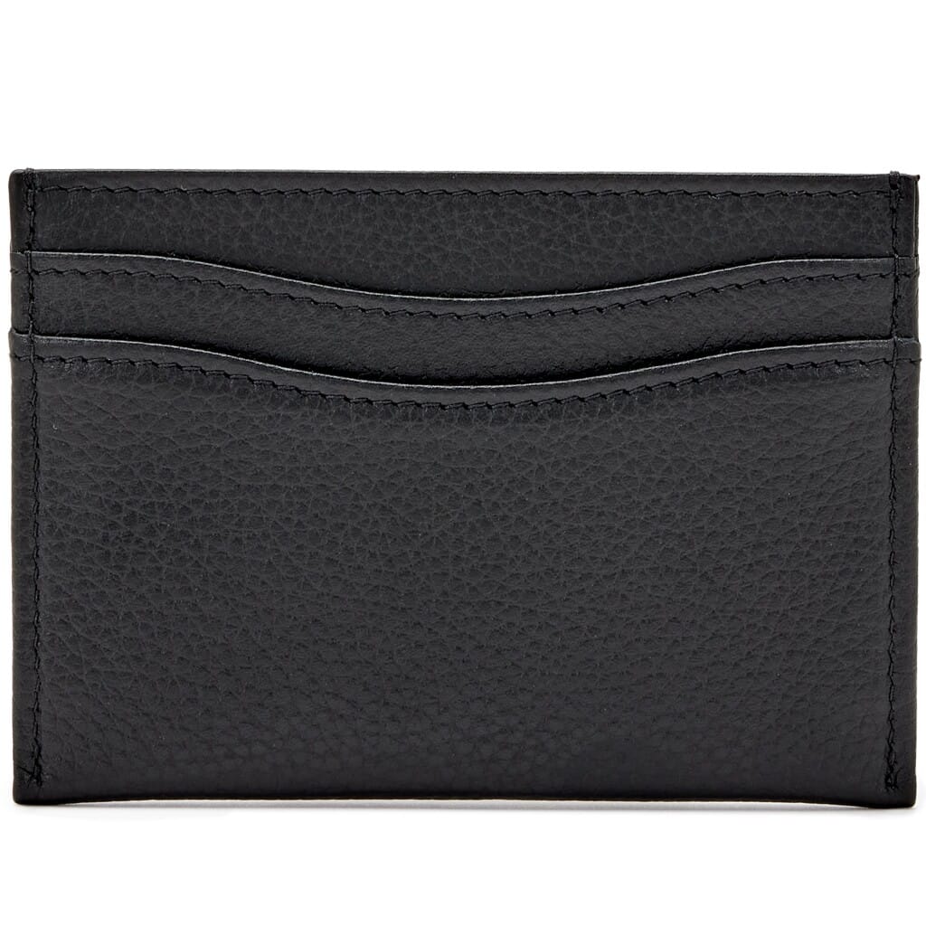 Black Calfskin Card Holder Silver Hardware, 2017