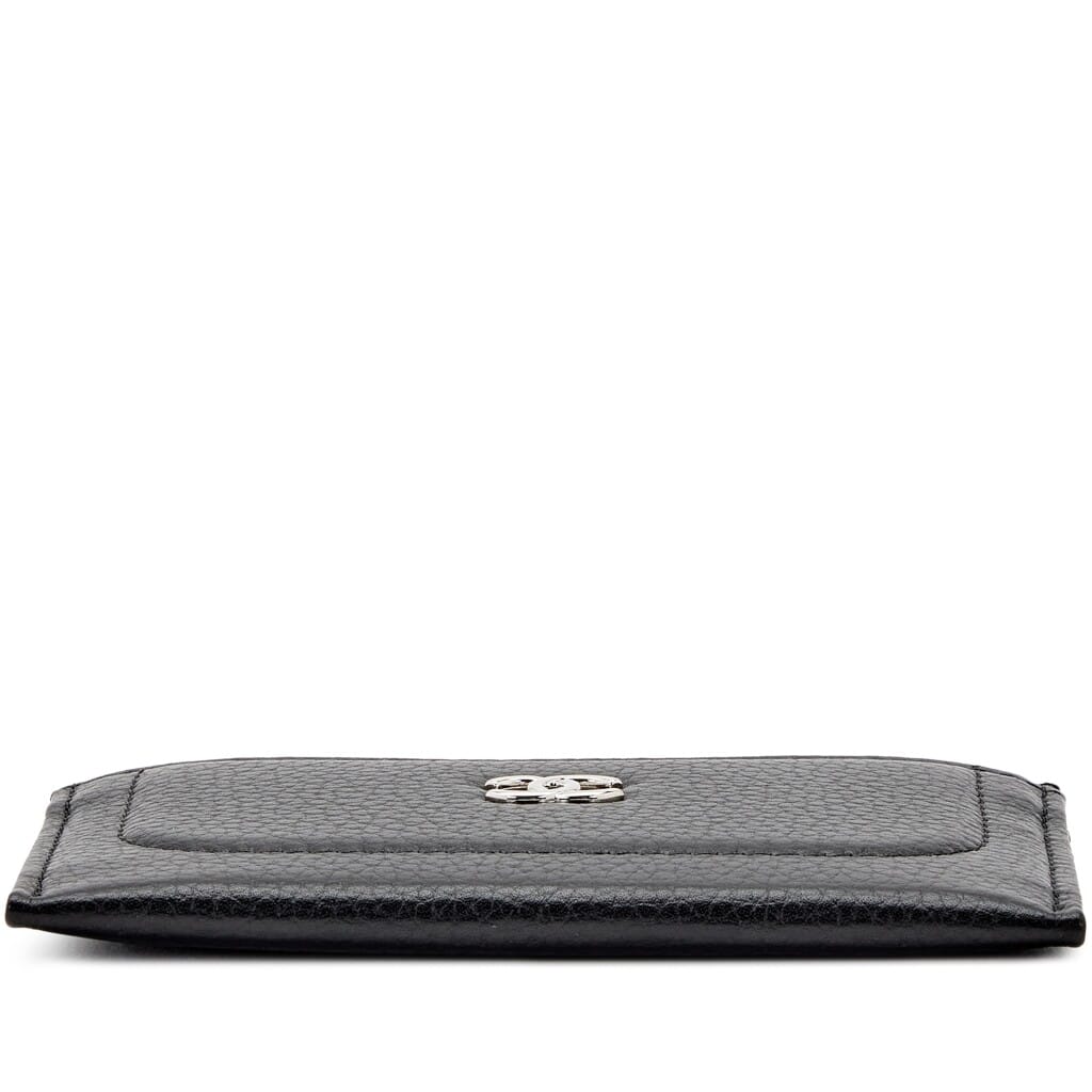Black Calfskin Card Holder Silver Hardware, 2017