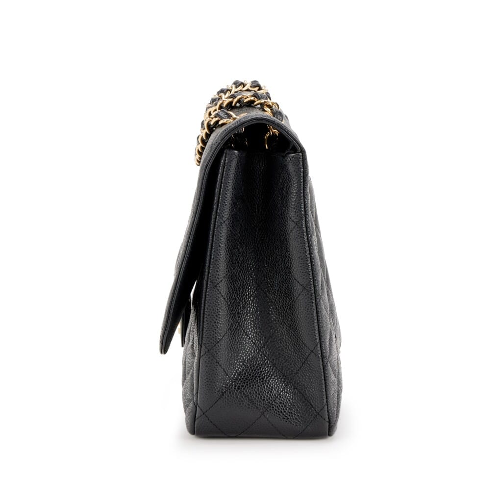 Chanel Black Quilted Caviar Maxi Single Flap Bag Gold Hardware, 2009