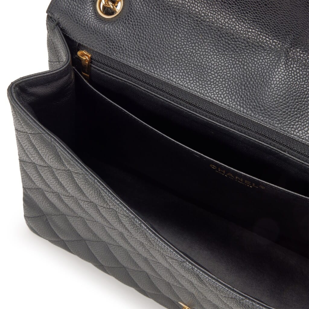 Chanel Black Quilted Caviar Maxi Single Flap Bag Gold Hardware, 2009