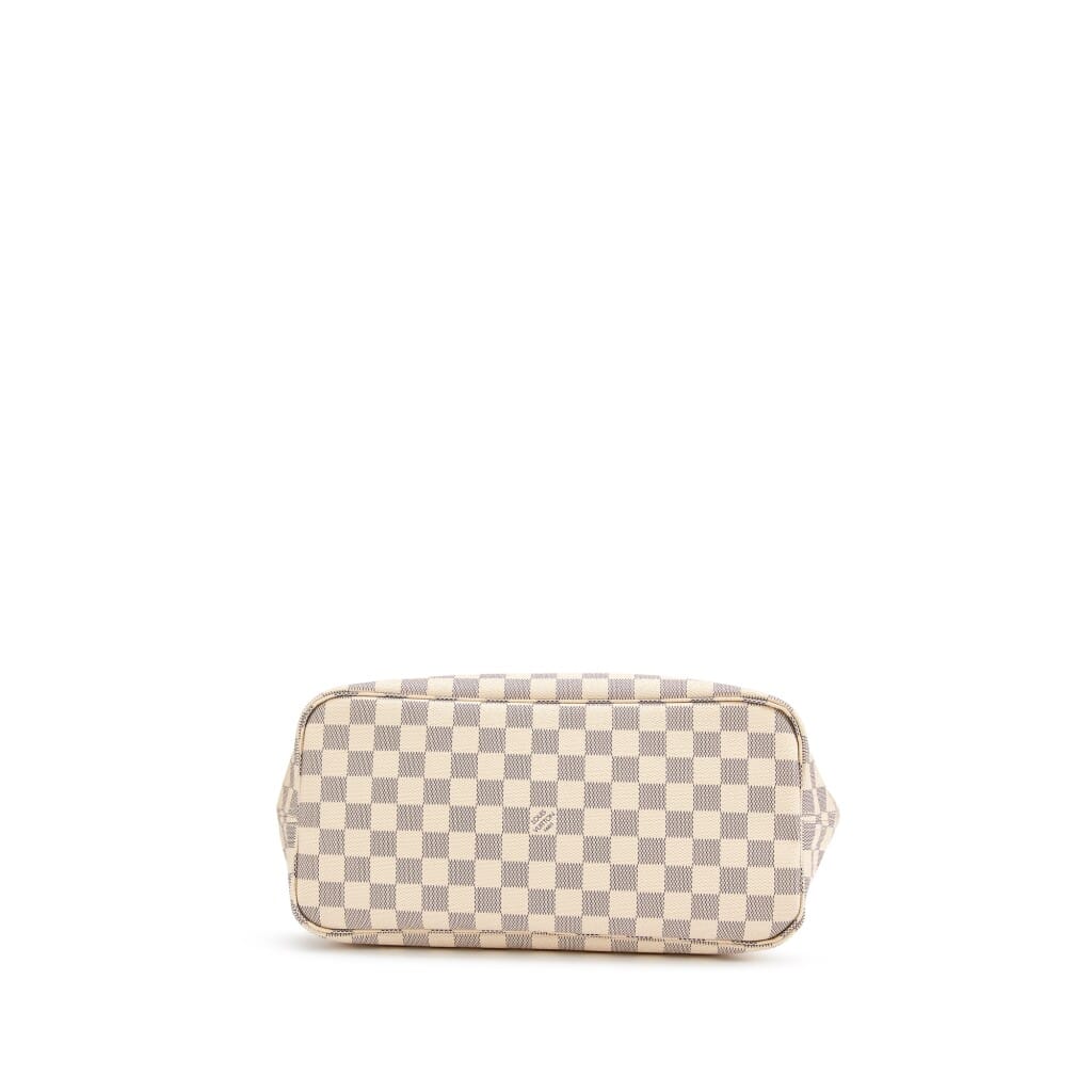 White and Beige Damier Azur Coated Canvas Neverfull MM Gold Hardware