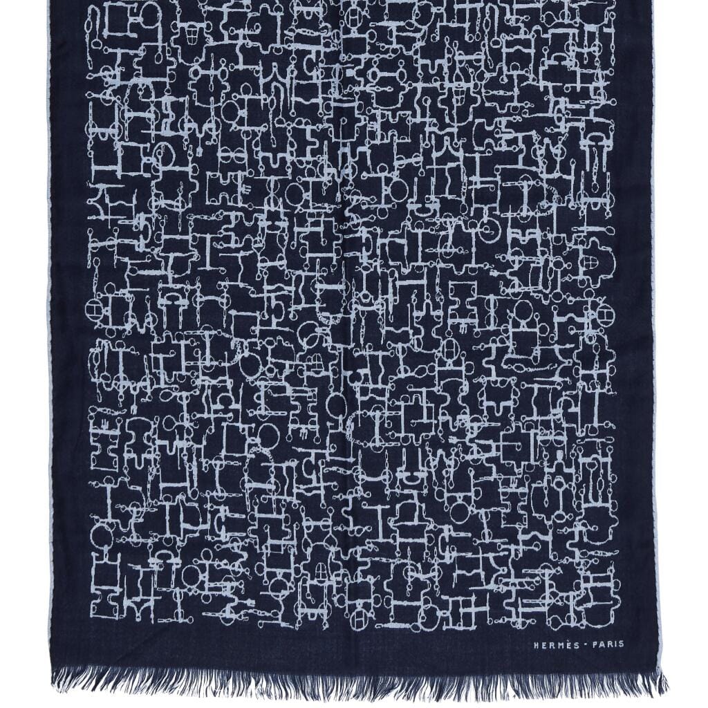 Bleu Equestre Cashmere and Silk Scarf 70