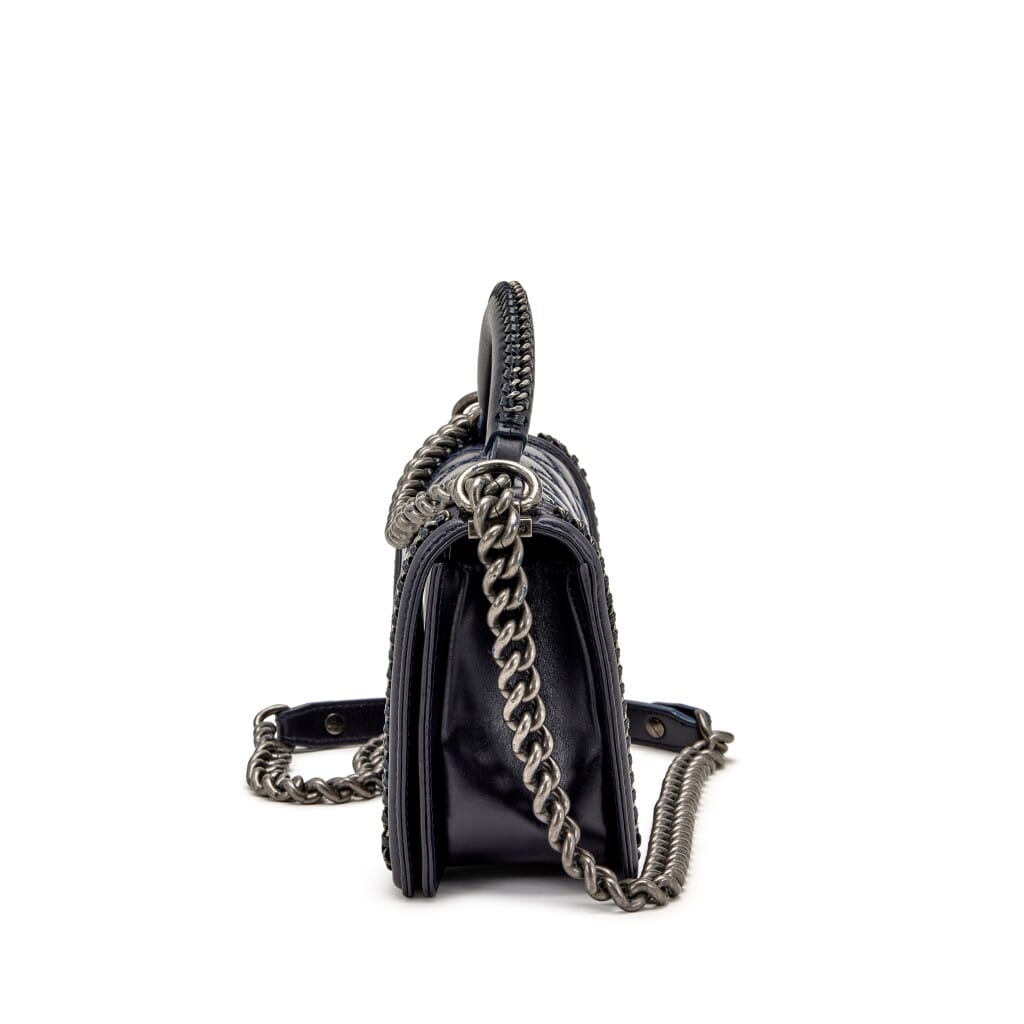 Navy Quilted Lambskin Old Medium Top Handle Boy Bag Ruthenium Hardware, 2015-2016