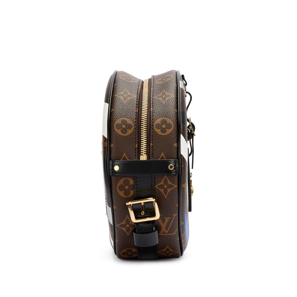 Black, Blue, White, Silver and Brown Monogram Coated Canvas Boîte Chapeau Souple MM Gold Hardware, 2019