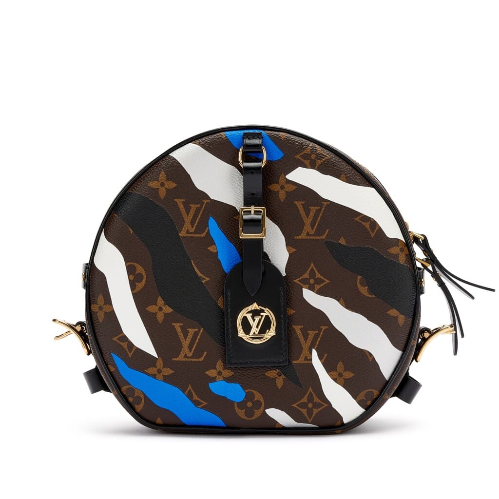 Black, Blue, White, Silver and Brown Monogram Coated Canvas Boîte Chapeau Souple MM Gold Hardware, 2019