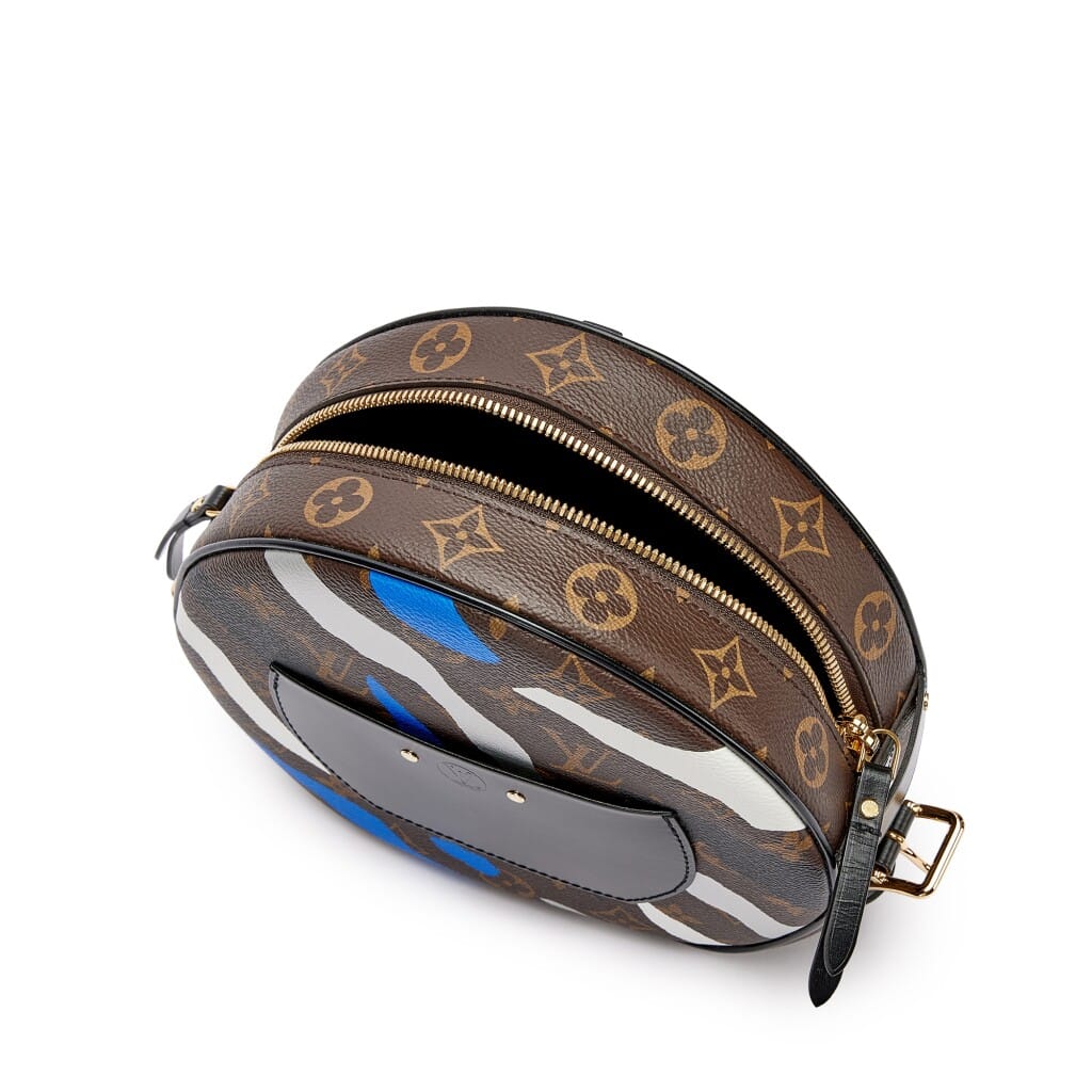 Black, Blue, White, Silver and Brown Monogram Coated Canvas Boîte Chapeau Souple MM Gold Hardware, 2019