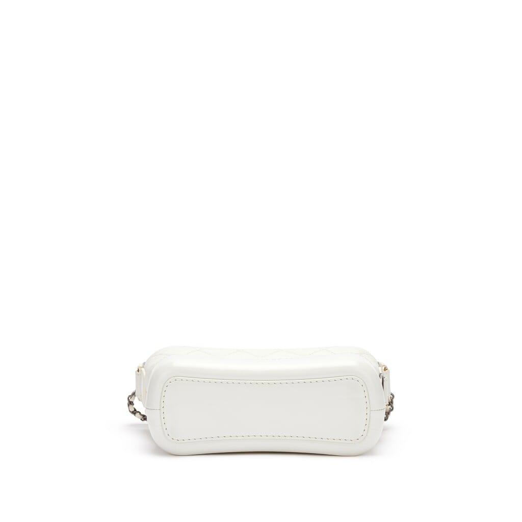 White Quilted Calfskin Small Gabrielle Hobo Bag Gold and Ruthenium Hardware, 2019