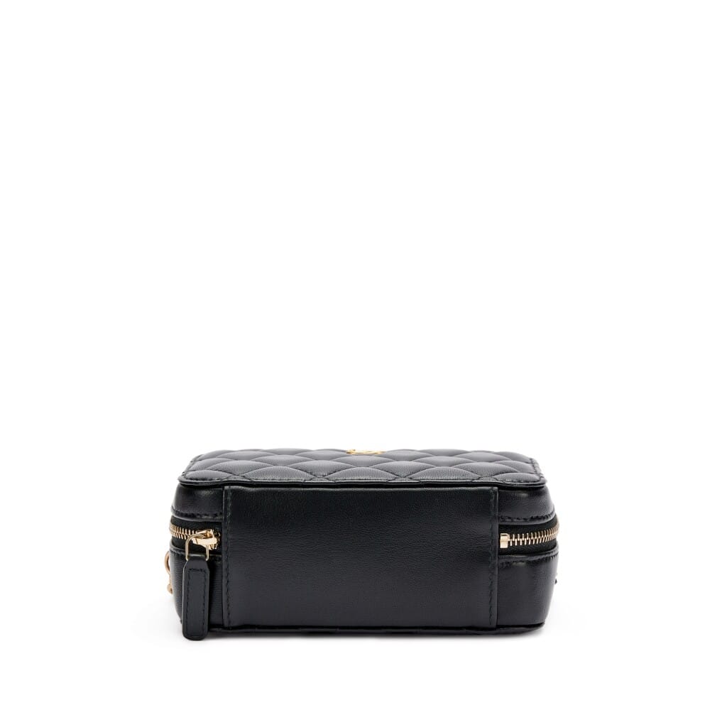 Black Quilted Lambskin Coco Crush Camera Case Gold Hardware, 2021