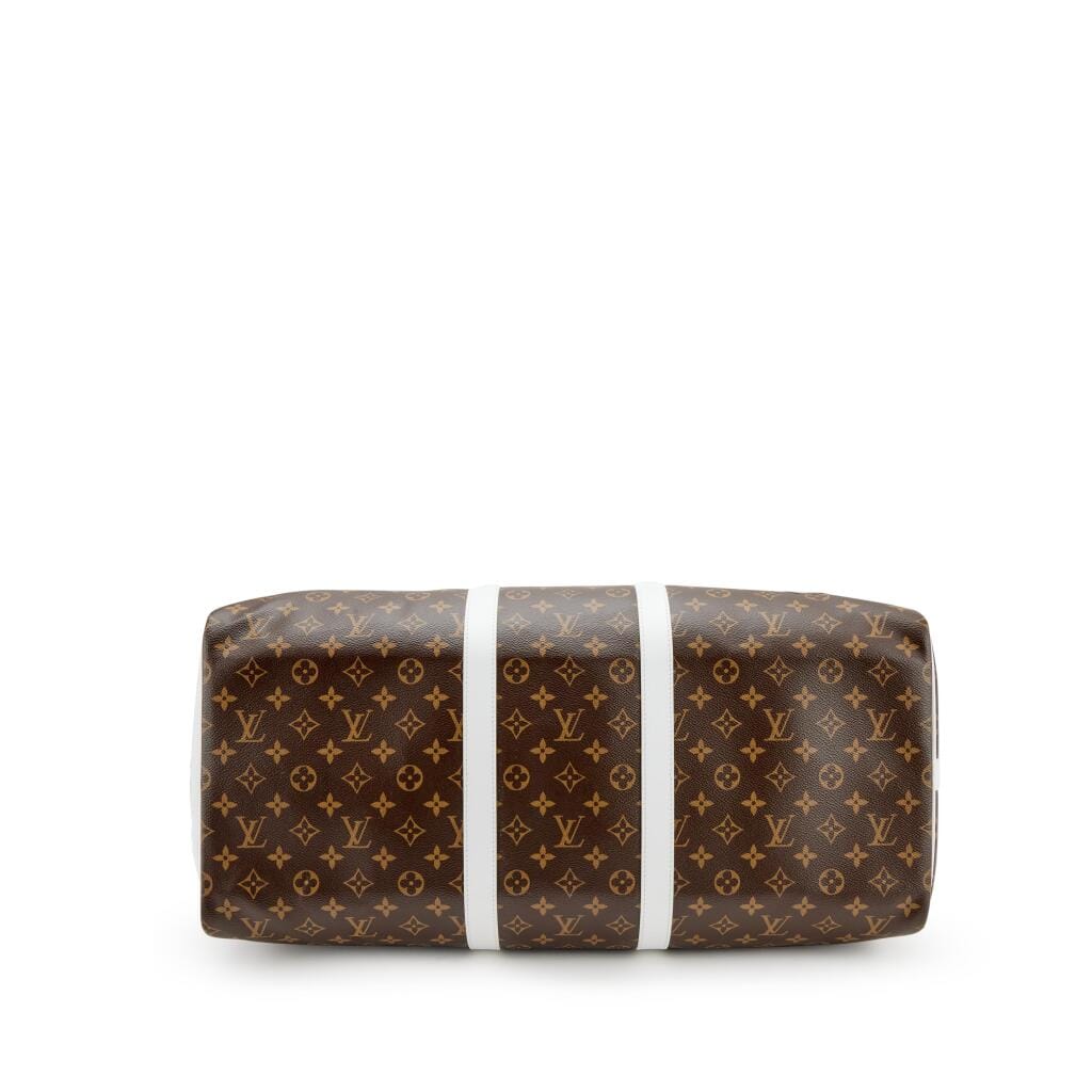 NBA Brown and White Monogram Canvas Keepall Bandouliere 55 Gold Hardware, 2020