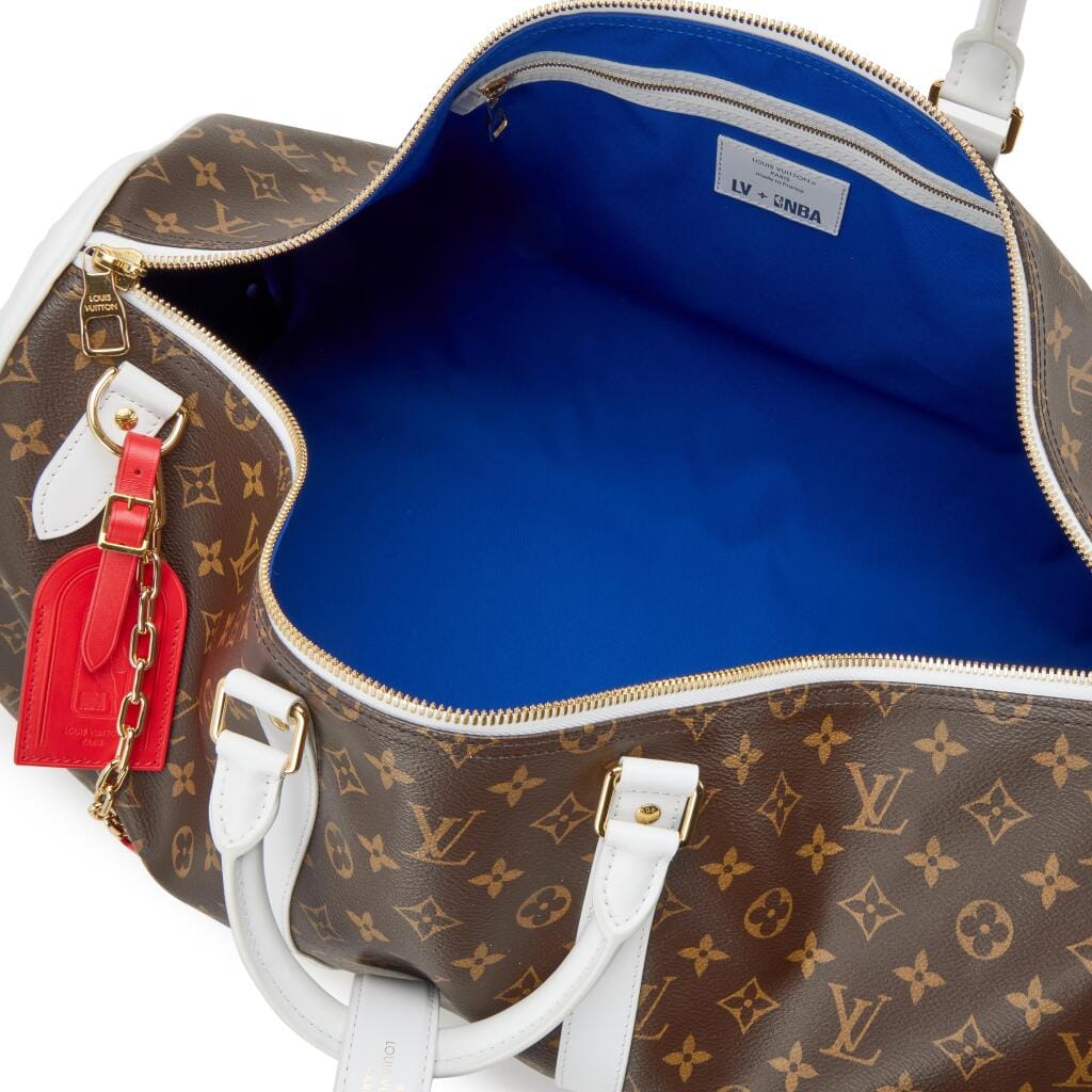 NBA Brown and White Monogram Canvas Keepall Bandouliere 55 Gold Hardware, 2020