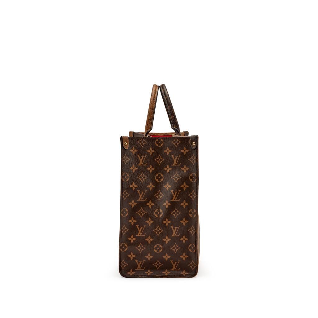 Brown Giant Reverse Monogram Coated Canvas OnTheGo GM Gold Hardware, 2020