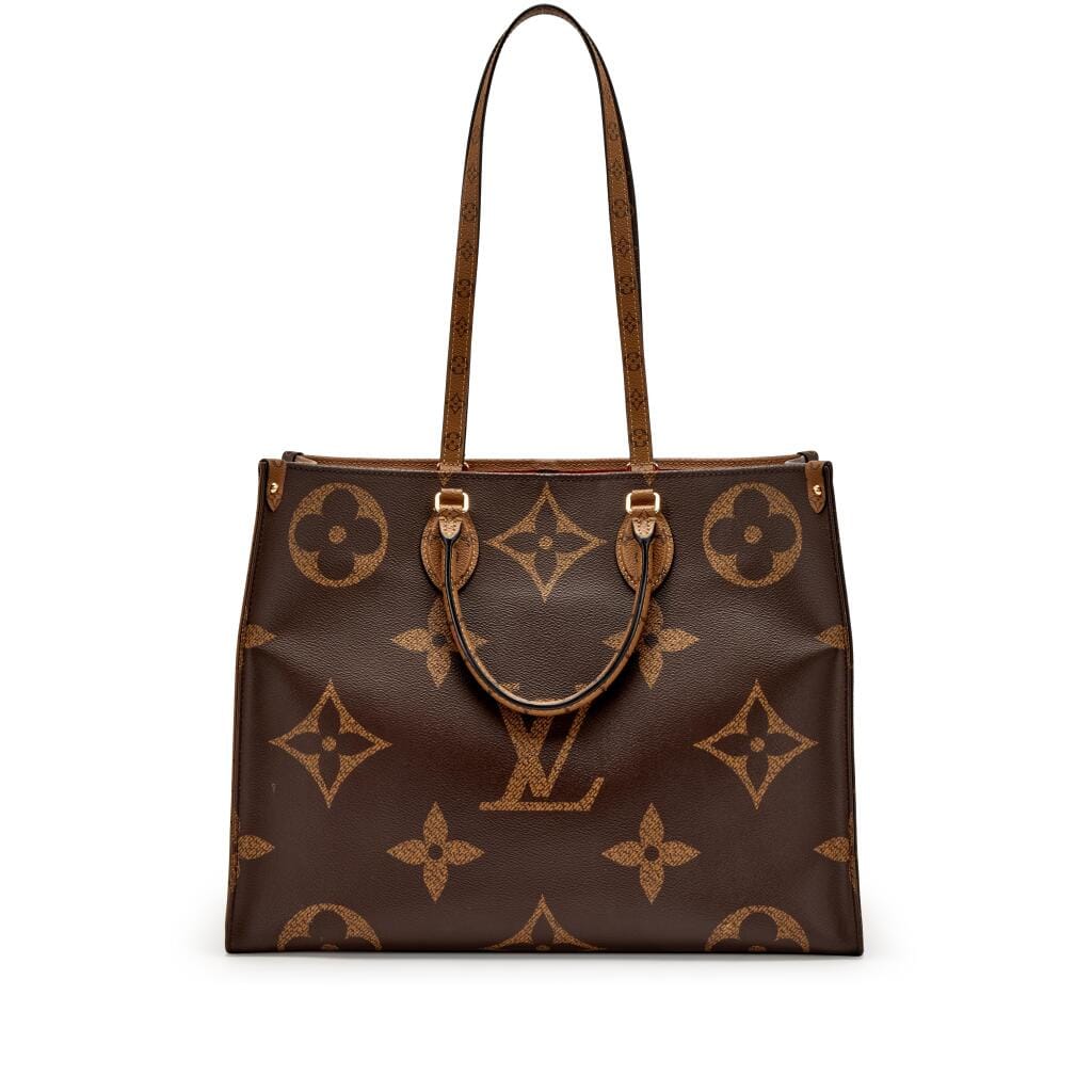 Brown Giant Reverse Monogram Coated Canvas OnTheGo GM Gold Hardware, 2020