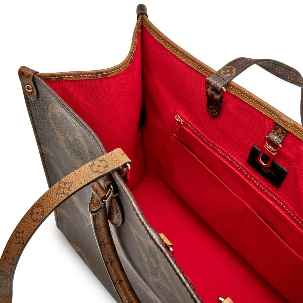 Brown Giant Reverse Monogram Coated Canvas OnTheGo GM Gold Hardware, 2020