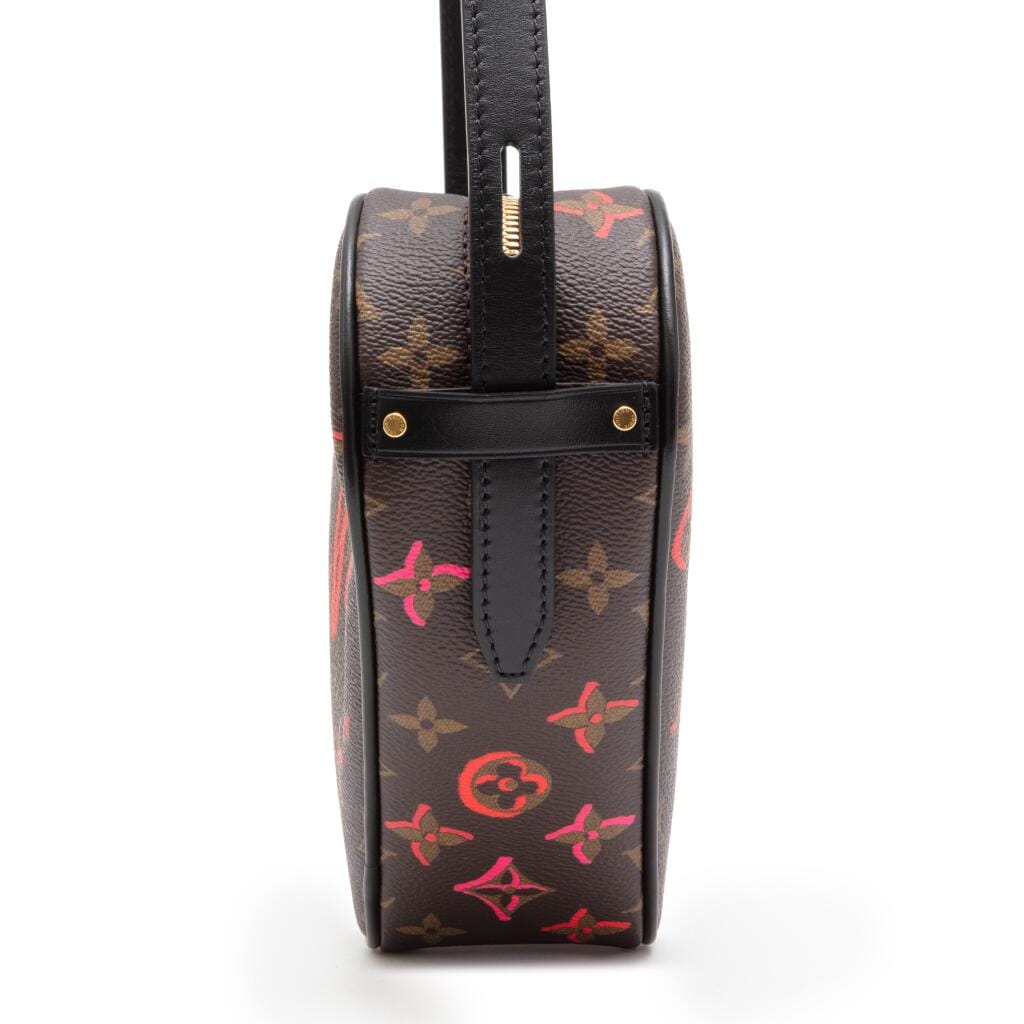 Brown, Red, and Pink Monogram Blossoms Coated Canvas Sac Coeur Gold Hardware, 2021