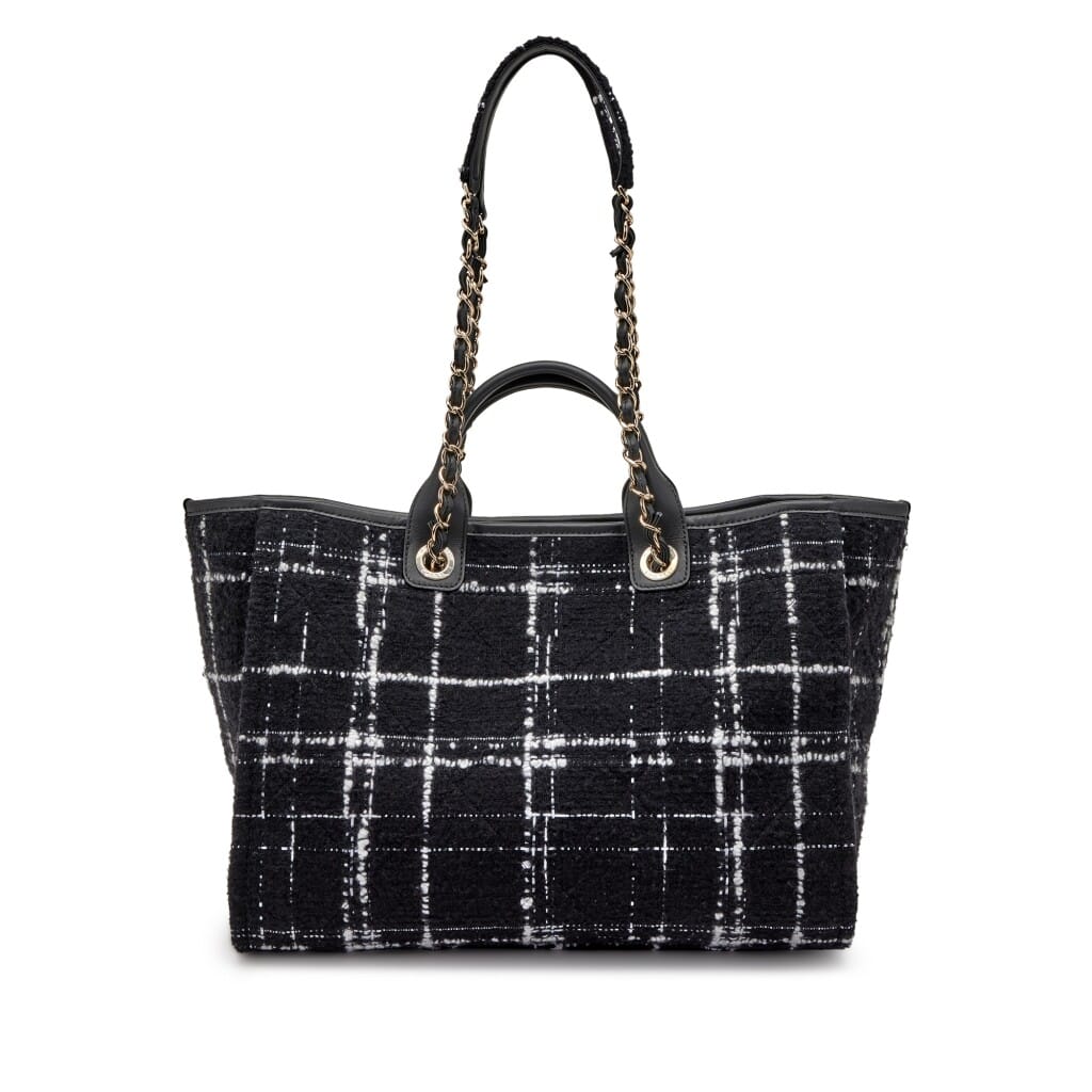 Rainbow Black Tweed Deauville Tote Gold Hardware, 2022-2023