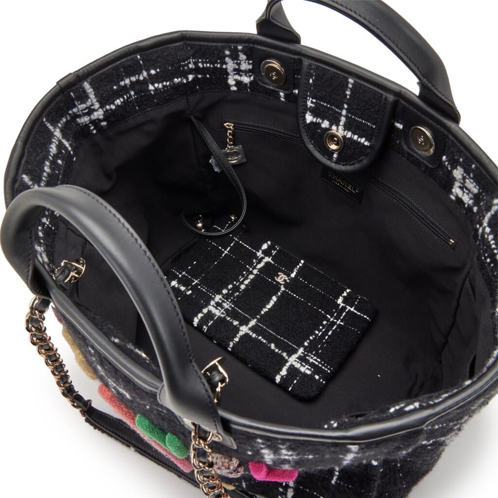 Rainbow Black Tweed Deauville Tote Gold Hardware, 2022-2023