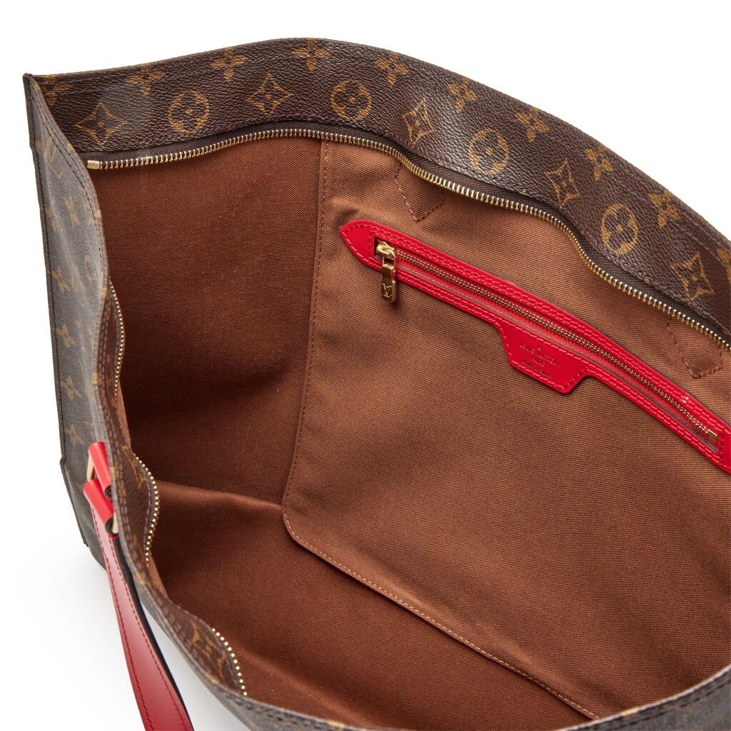 Red Leather and Ebene Monogram Coated Canvas All-In MM Gold Hardware, 2020