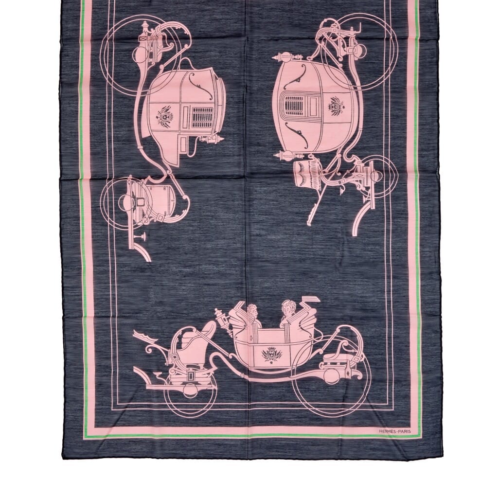 Black, Pink and Green Ex Libris Cotton and Silk Scarf
