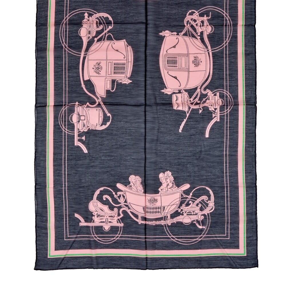 Black, Pink and Green Ex Libris Cotton and Silk Scarf