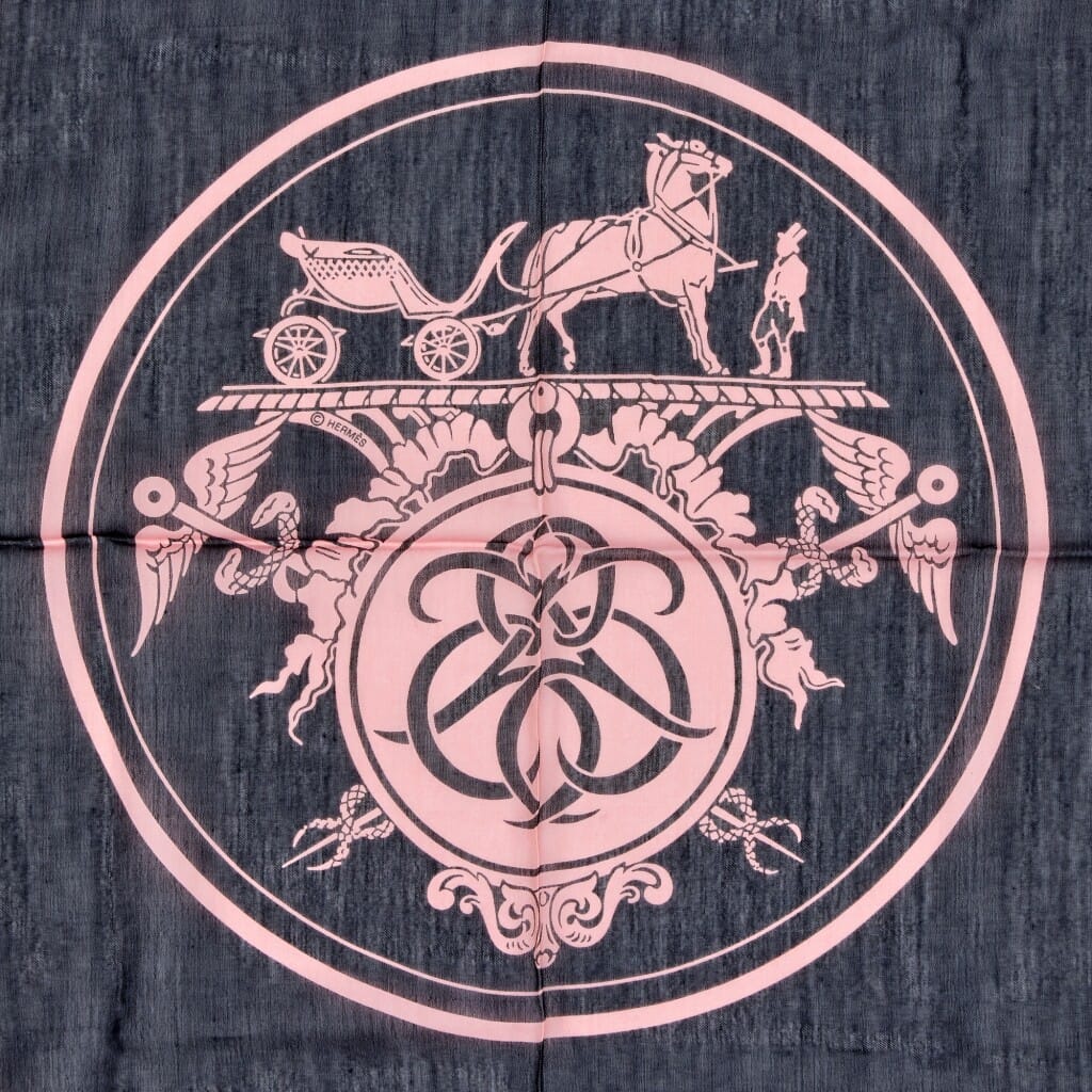 Black, Pink and Green Ex Libris Cotton and Silk Scarf