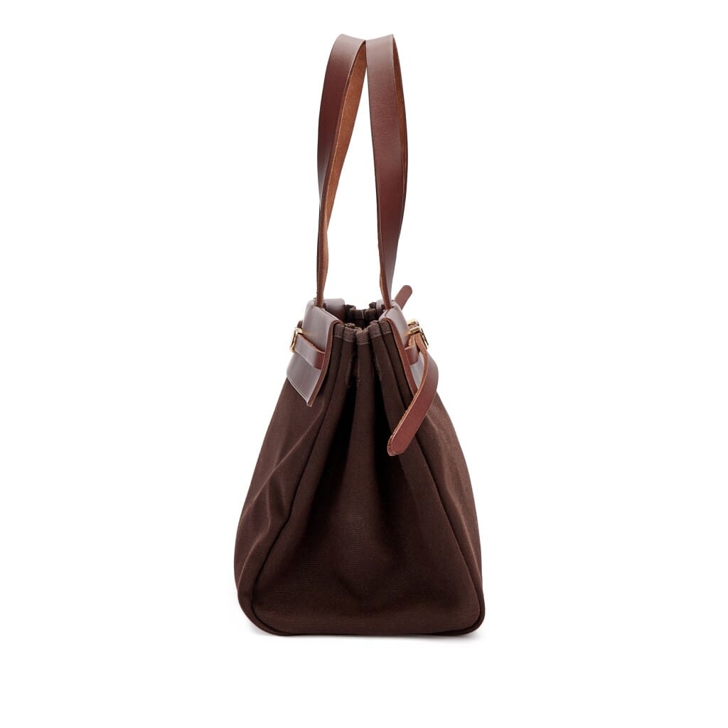Rouge Sellier Vache Hunter and Ebene Toile 2 in 1 Cabas Herbag MM Gold Hardware, 2002