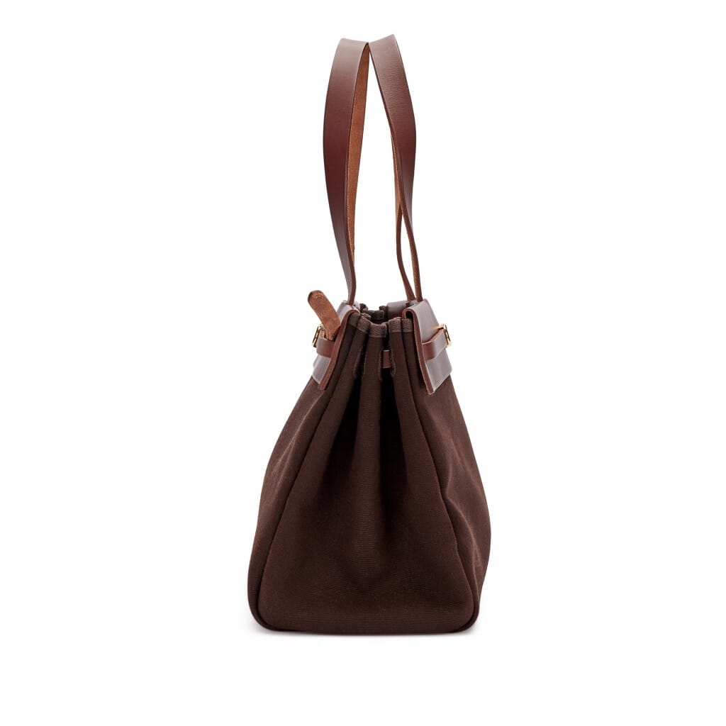 Rouge Sellier Vache Hunter and Ebene Toile 2 in 1 Cabas Herbag MM Gold Hardware, 2002