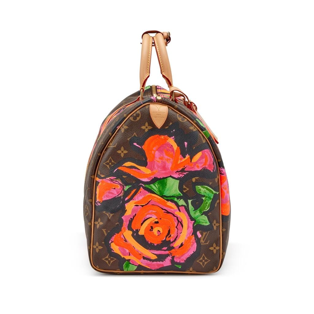 Pink, Orange, and Brown Monogram Roses Keepall 50 Gold Hardware, 2008