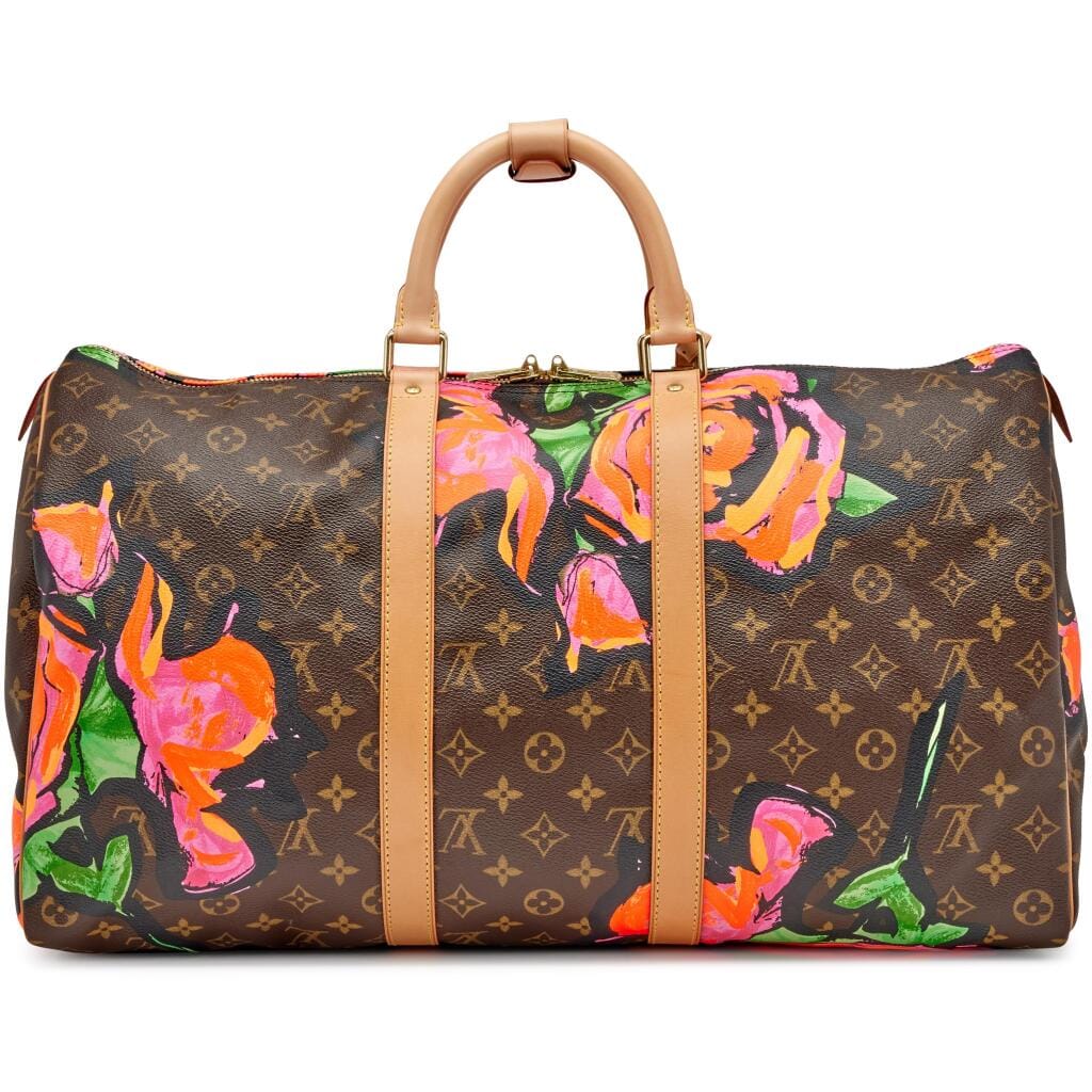 Pink, Orange, and Brown Monogram Roses Keepall 50 Gold Hardware, 2008