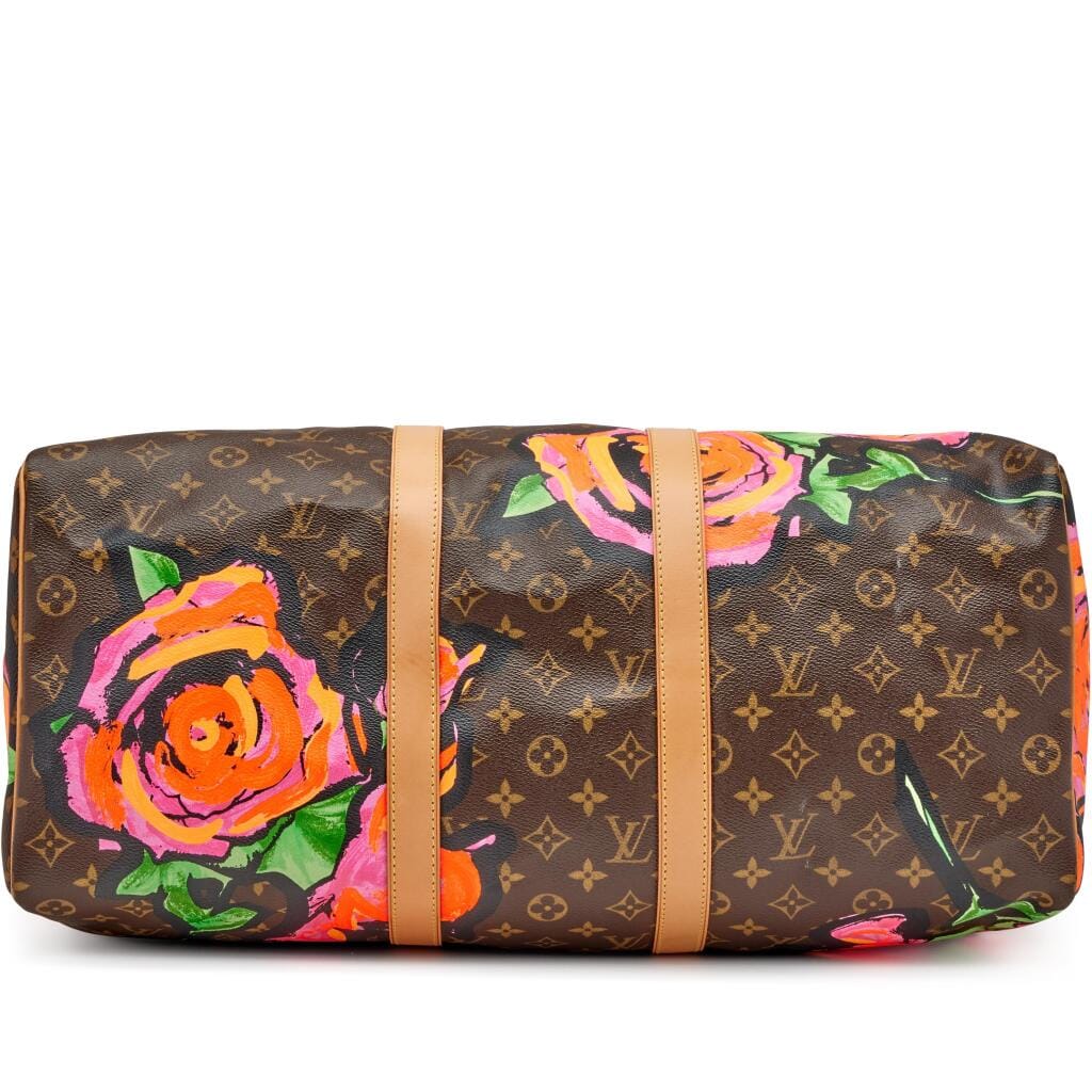 Pink, Orange, and Brown Monogram Roses Keepall 50 Gold Hardware, 2008