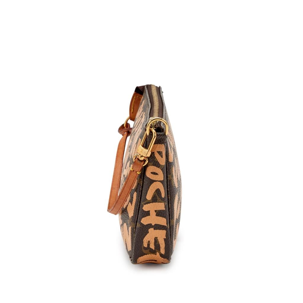 Ebene and Beige Monogram Graffiti Coated Canvas Pochette Gold Hardware, 2001