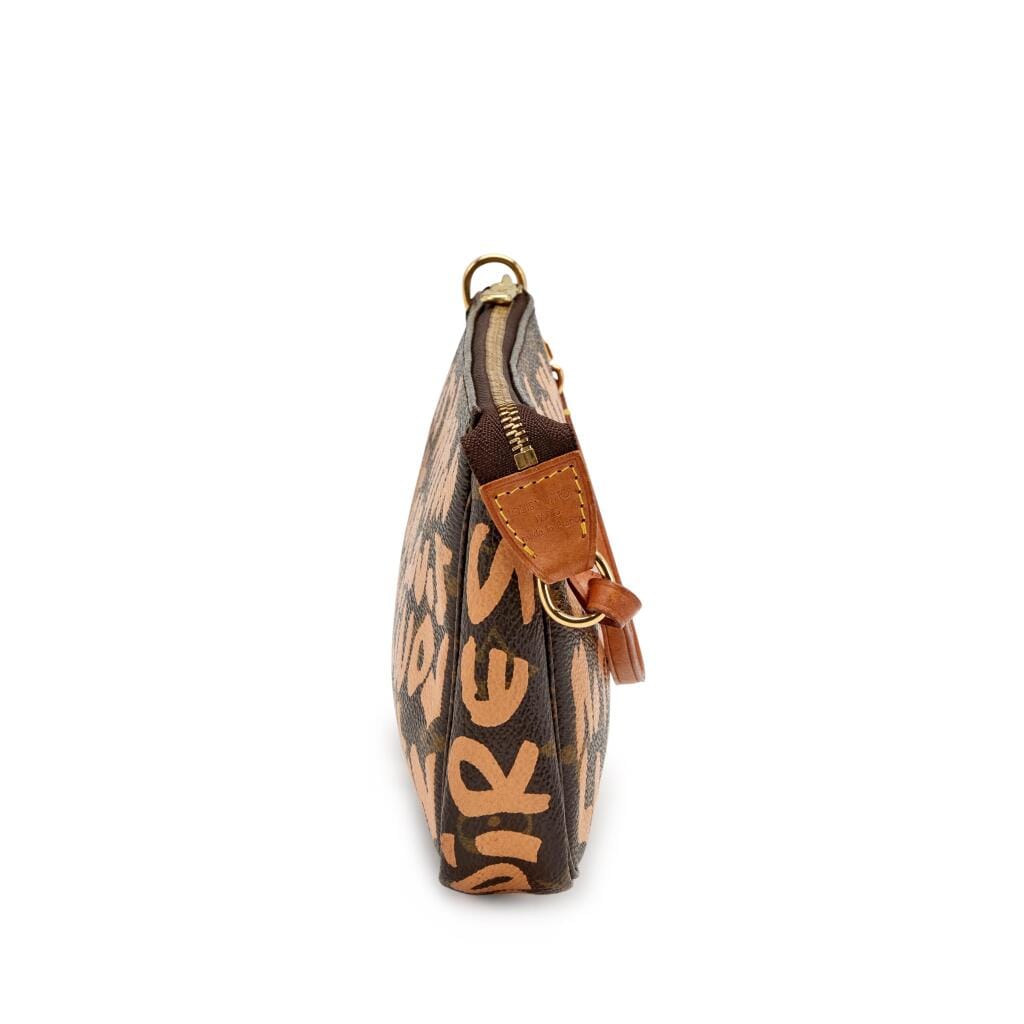 Ebene and Beige Monogram Graffiti Coated Canvas Pochette Gold Hardware, 2001
