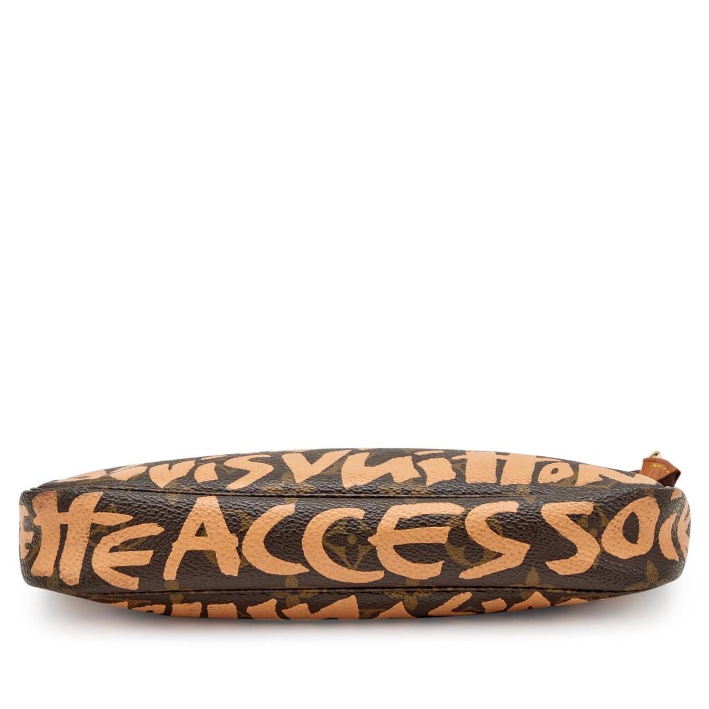 Ebene and Beige Monogram Graffiti Coated Canvas Pochette Gold Hardware, 2001